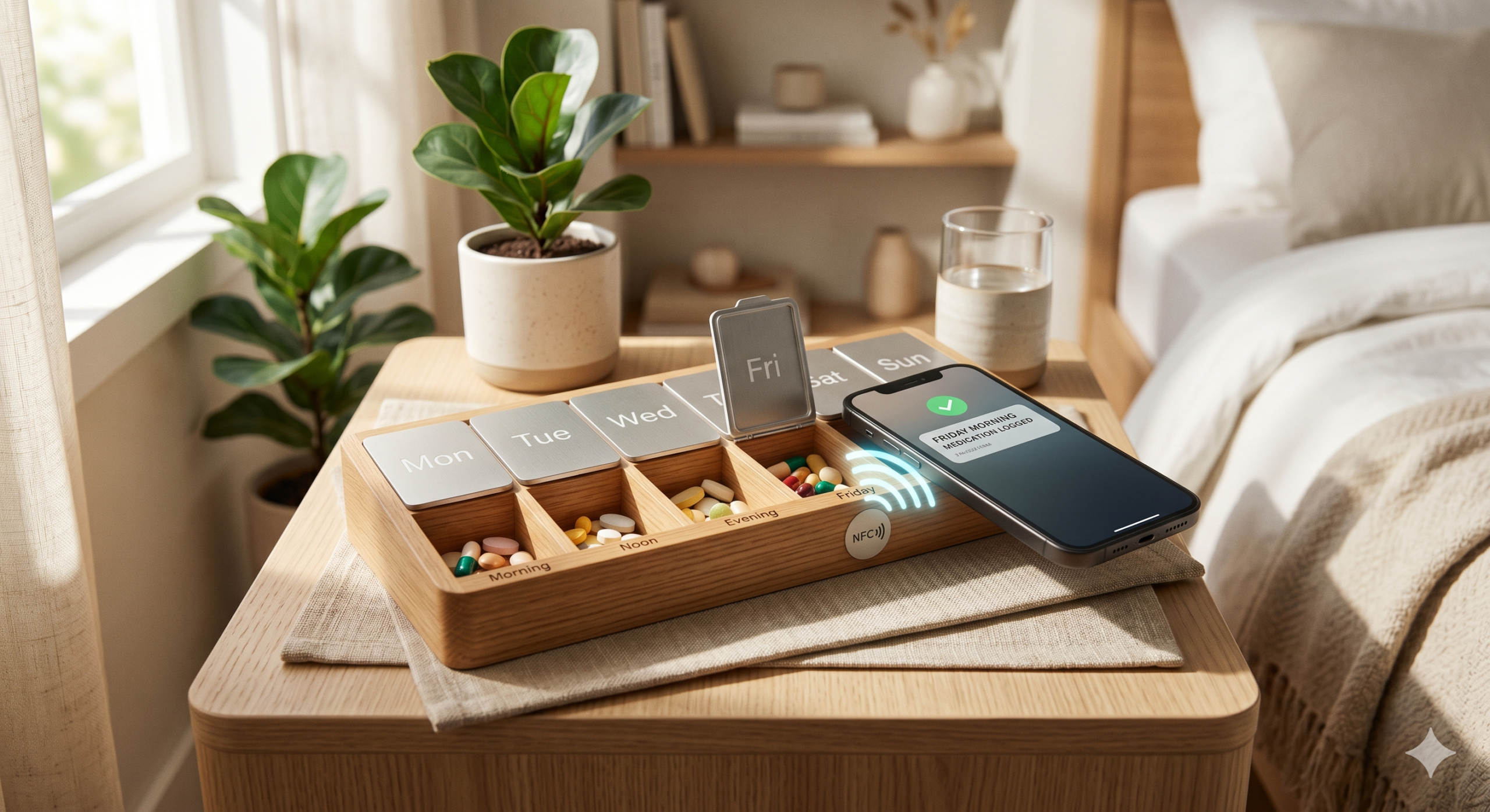 朝の「薬、さっき飲んだっけ？」を完全リセット。北欧風ピルオーガナイザー×NFCタグで始める服薬自動化ライフハック